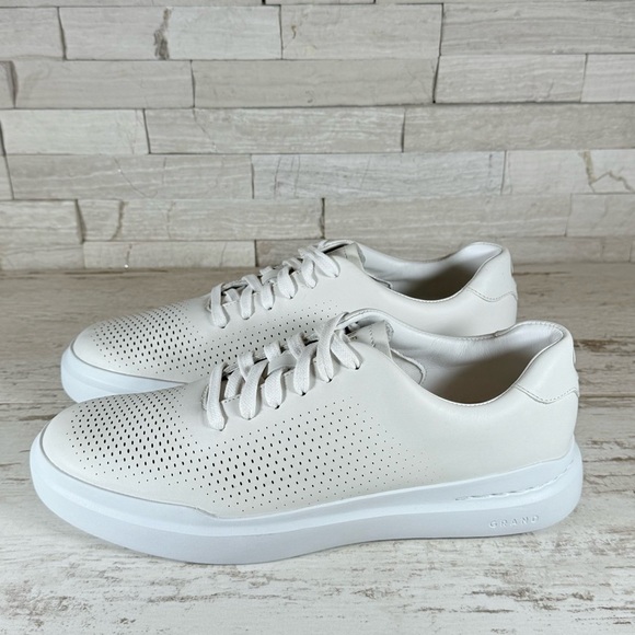 Cole Haan Men's 8M GrandPrø Rally Laser Cut Leather Sneakers White NEW - Picture 6 of 12